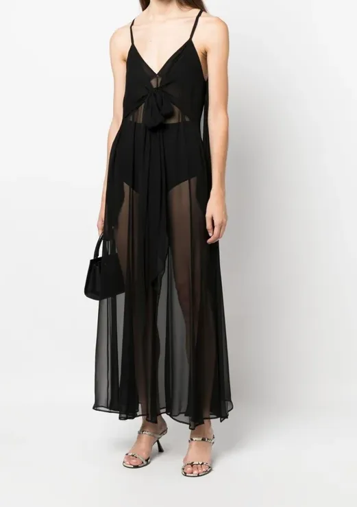 Semi-Sheer Silk Slip Dress