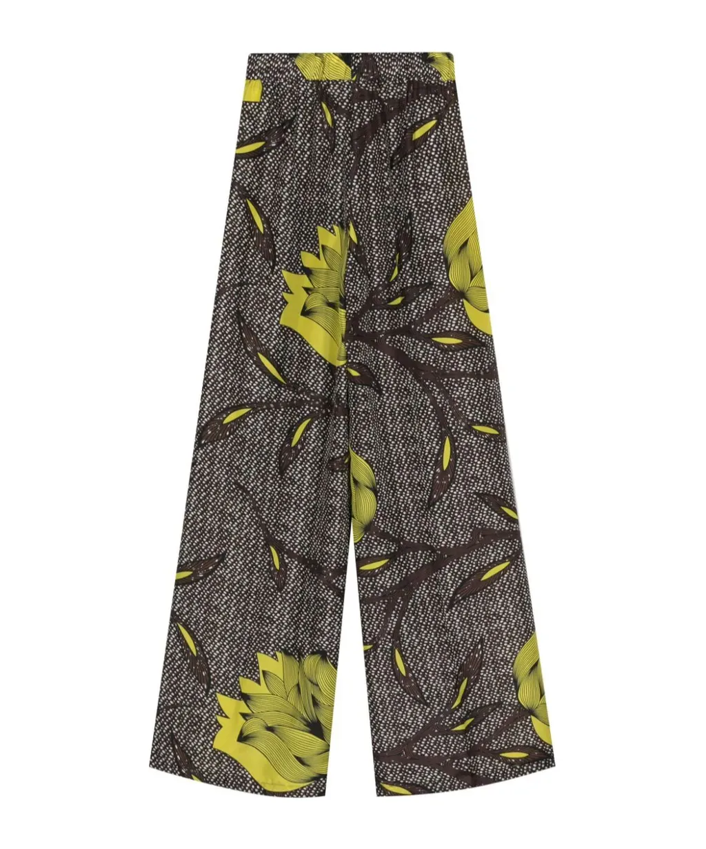 Floral-Print Silk Trousers