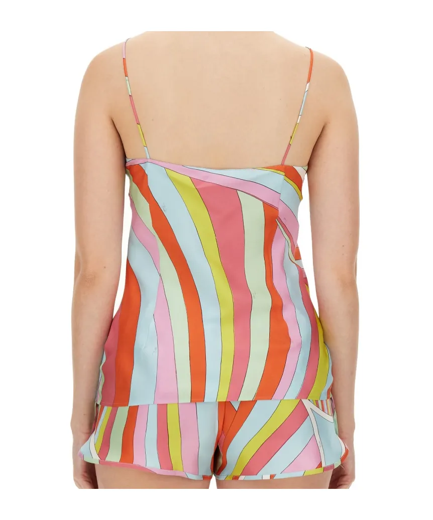Iride-Print Silk Camisole Top