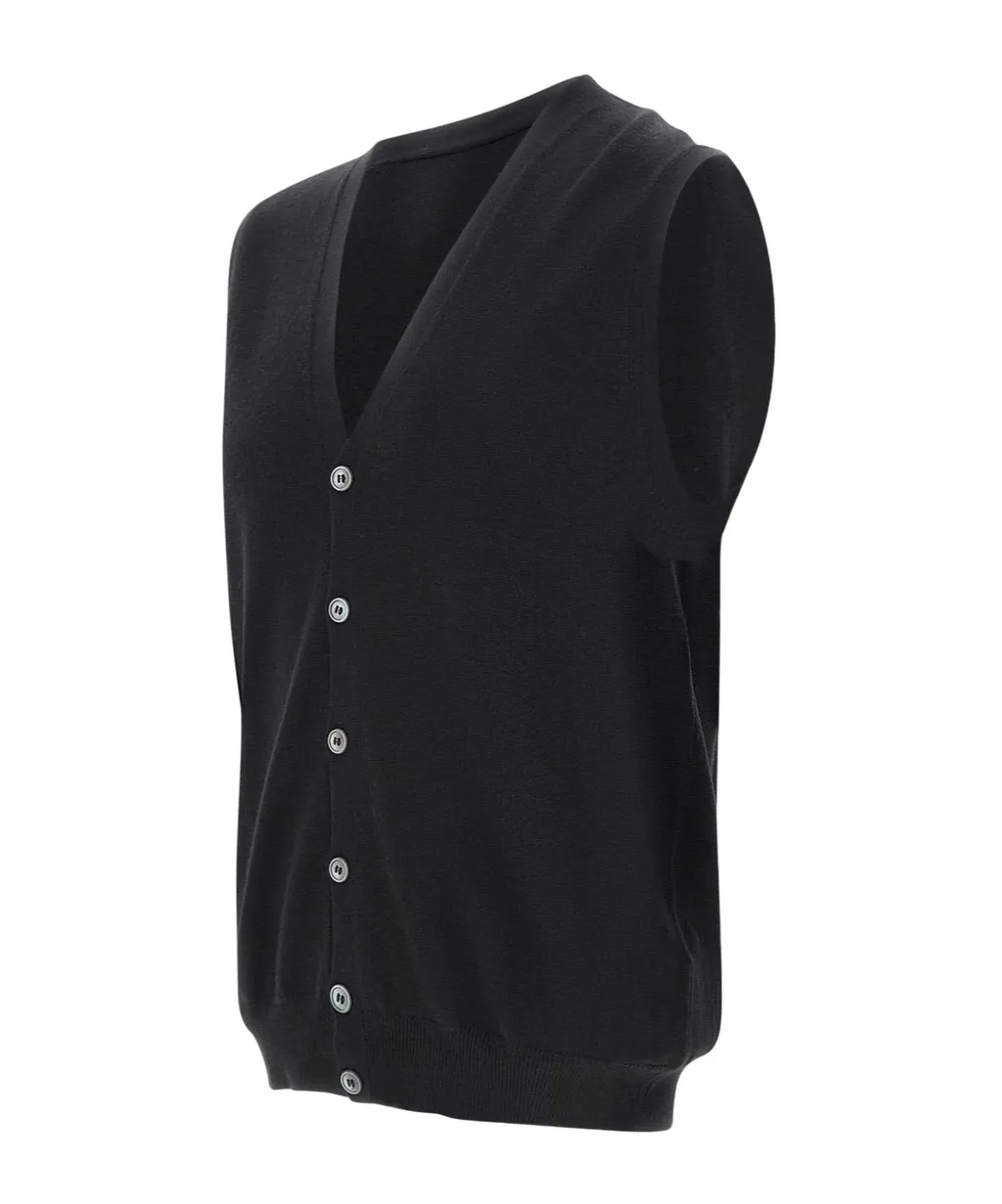 Virgin Wool Sleeveless Cardigan