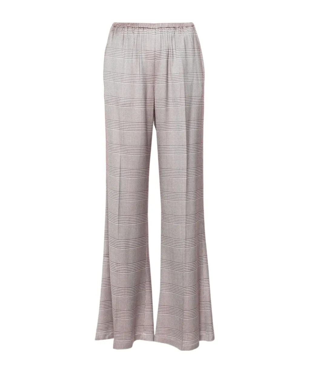 Plaid-Check Flared Trousers