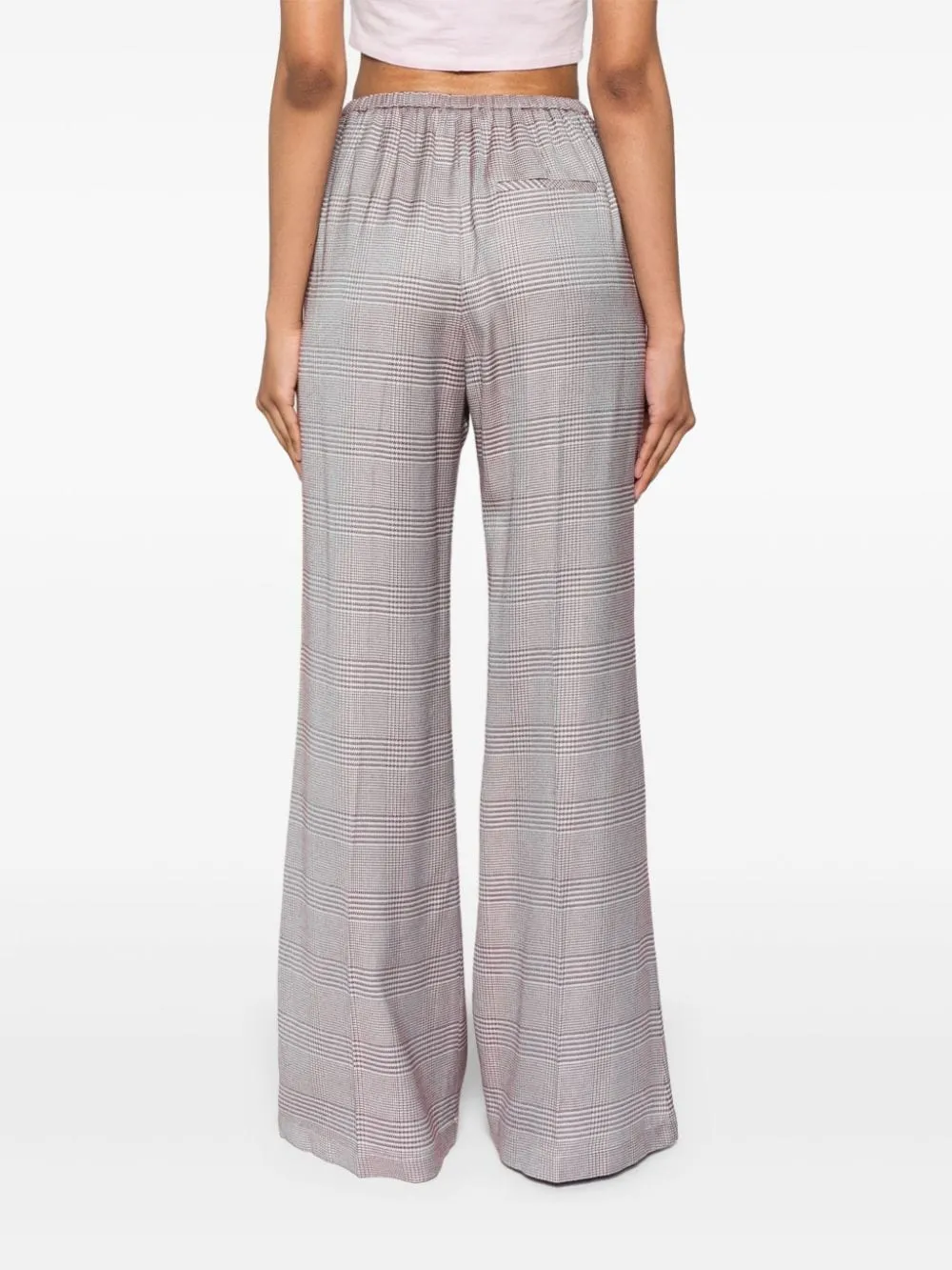 Plaid-Check Flared Trousers