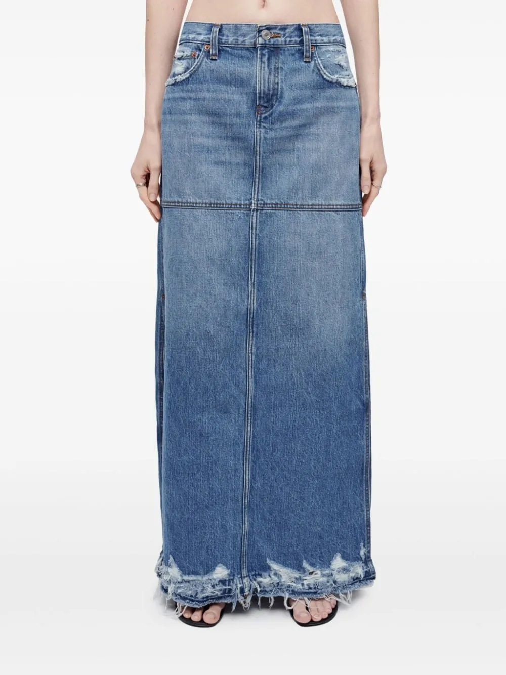 Split Mid-Rise Denim Skirt