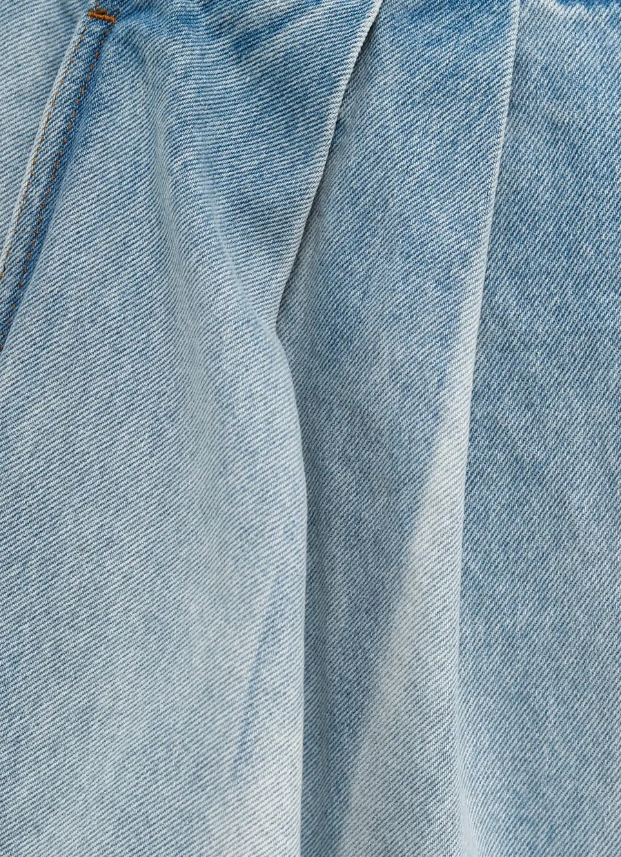 Denim Midskirt With Slit Front