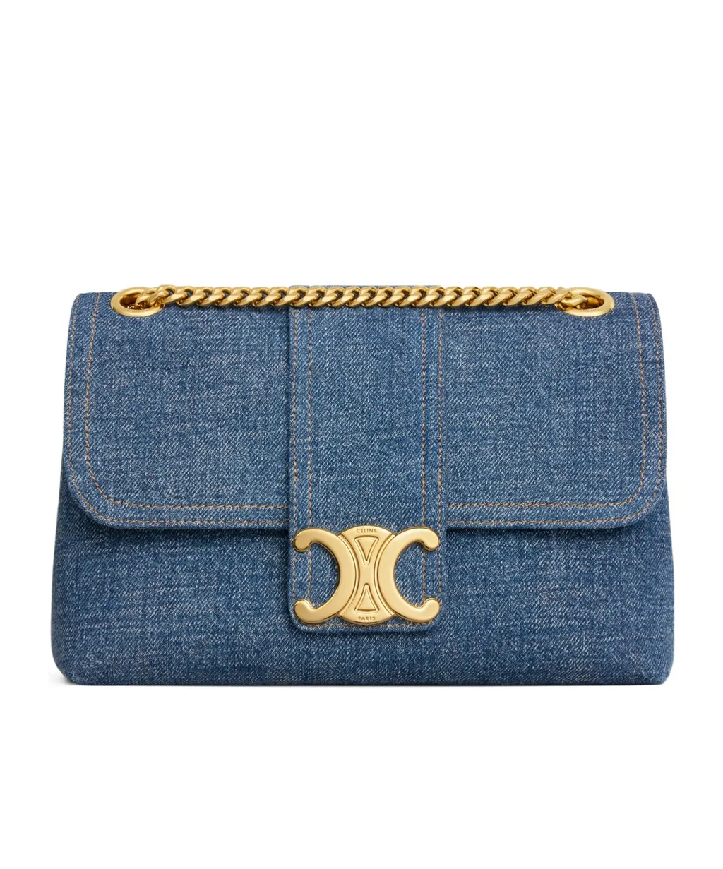 Medium Celine Victoire Bag In Denim