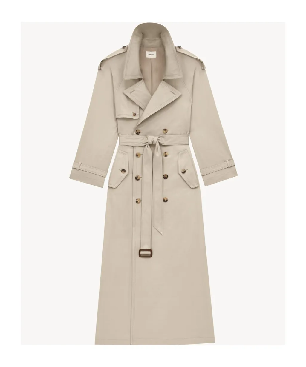 Saint Laurent Trench Double-Breasted Belted Coat