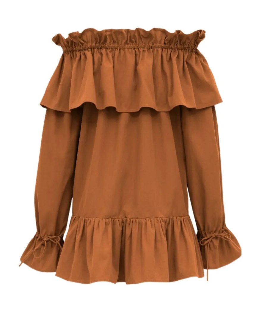 Saint Laurent Ruffled Off-Shoulder Dress