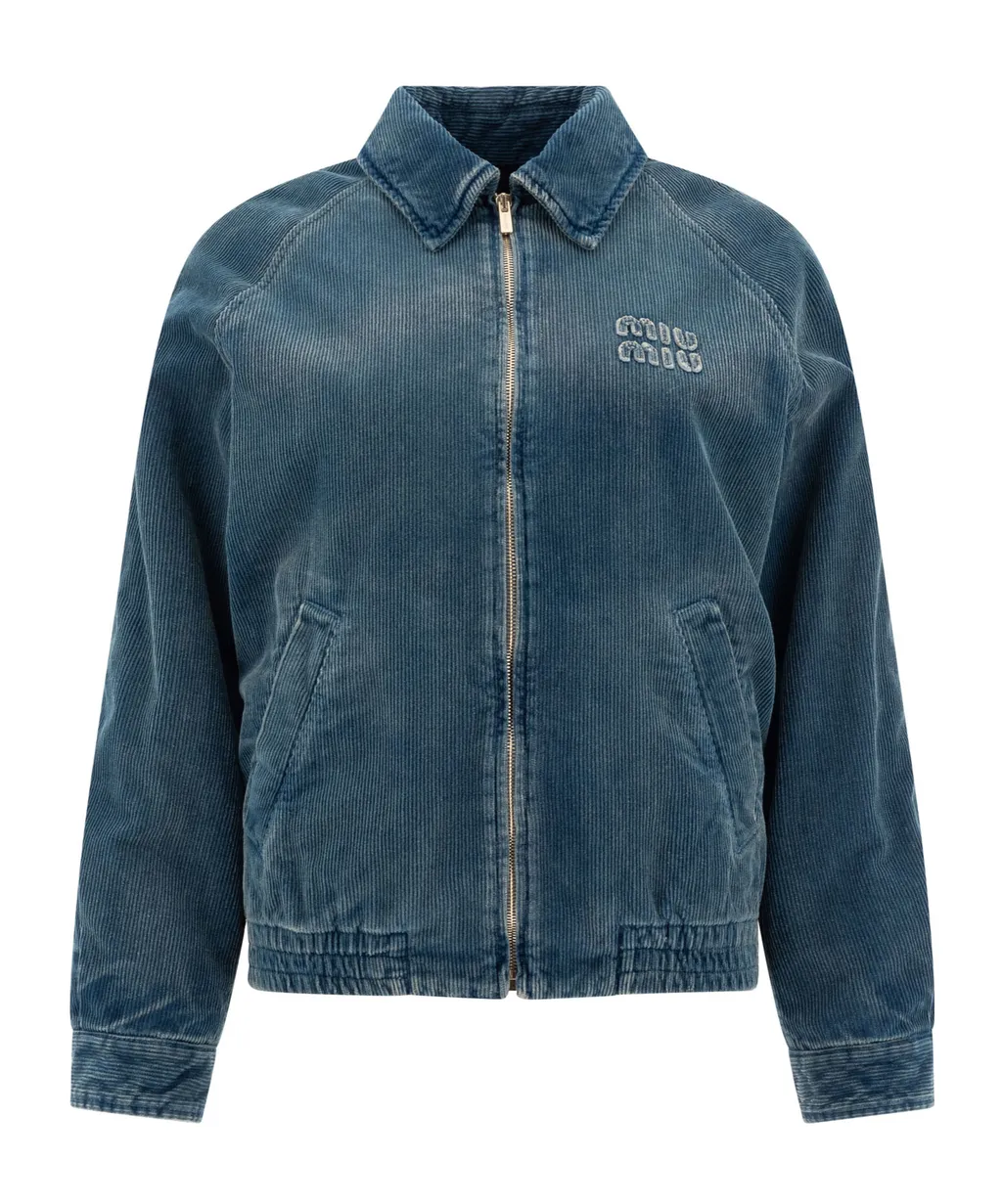 Miu Miu Logo-Detailed Zipped Jacket
