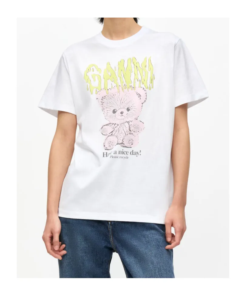 Ganni Logo Printed Crewneck T-Shirt