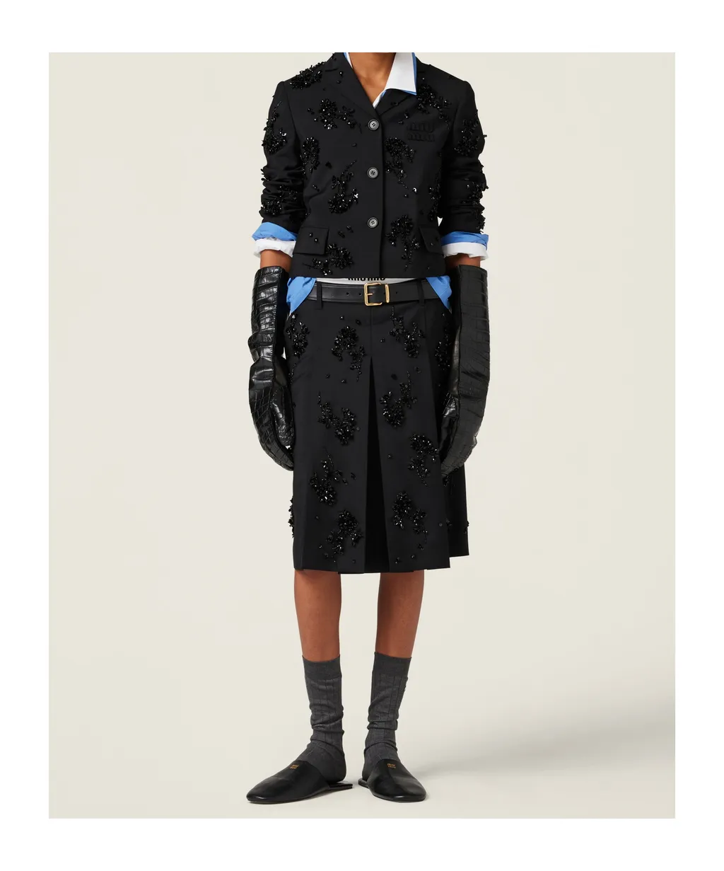 Embroidered Kid Mohair Skirt