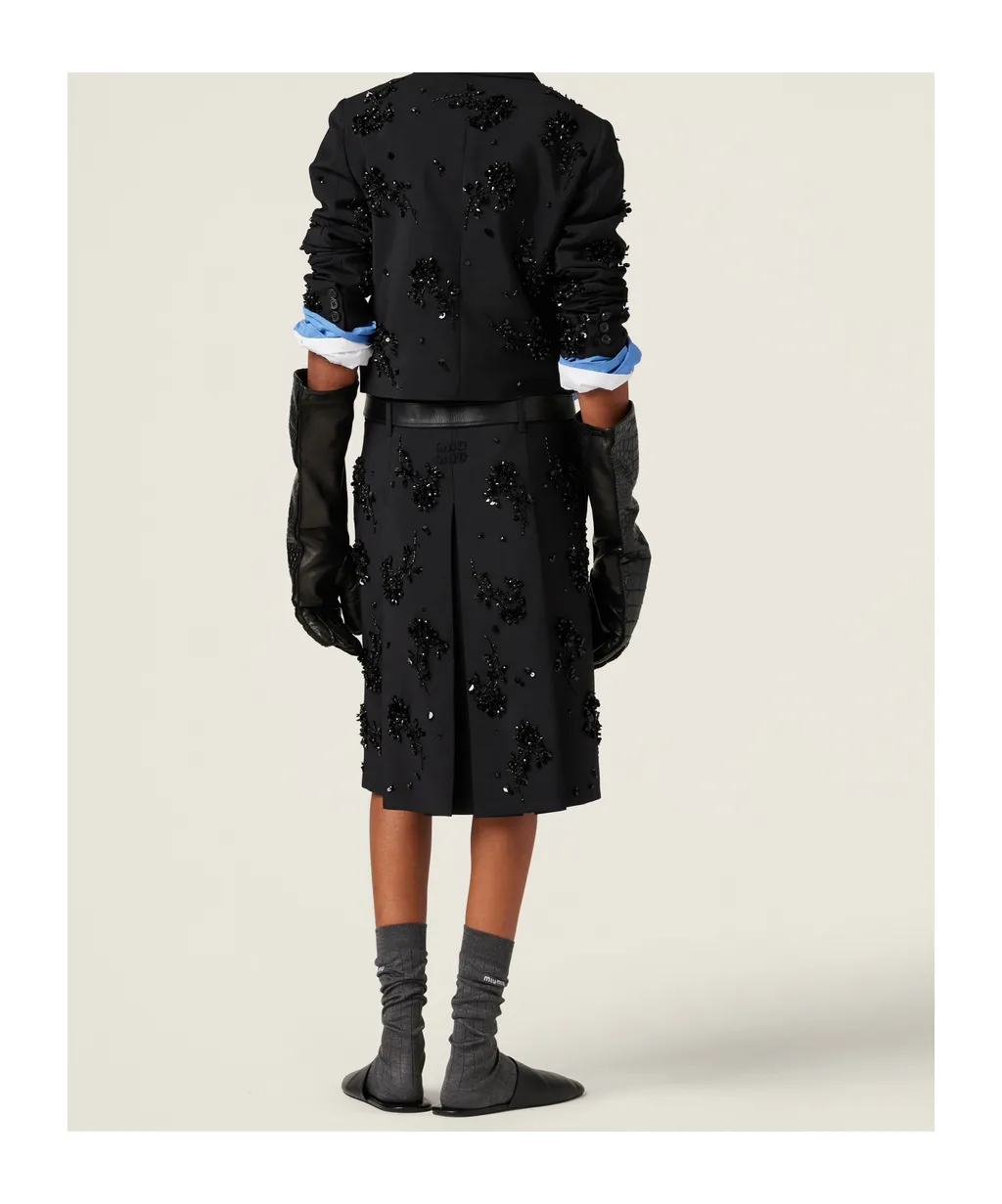 Embroidered Kid Mohair Skirt