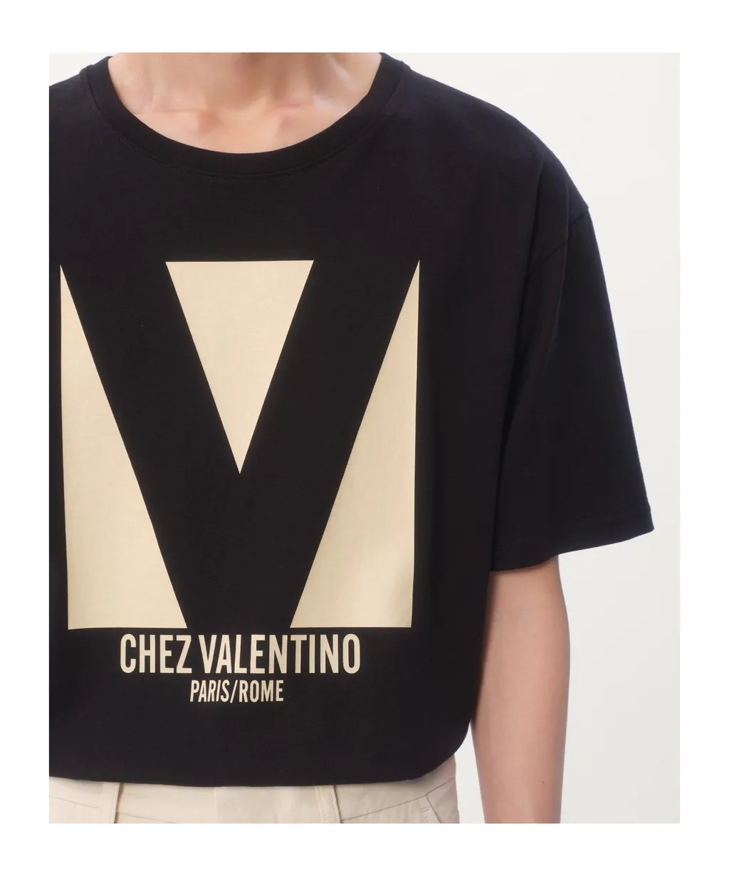 Valentino Chez Valentino-Printed Crewneck T-Shirt