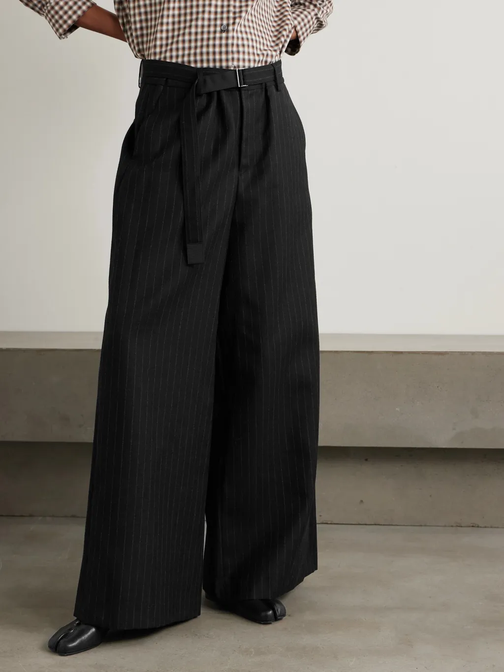 Sacai Pinstriped Wide-Leg Palazzo Pants
