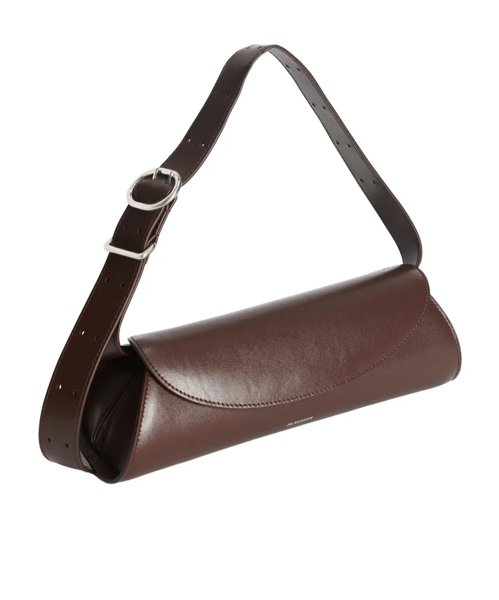 Jil Sander Cannolo Logo Stamped Small Shoulder Bag