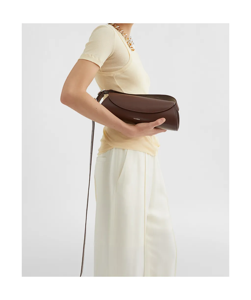 Jil Sander Cannolo Logo Stamped Small Shoulder Bag