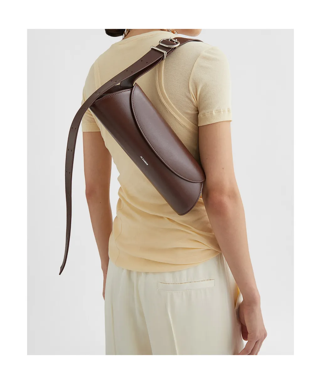 Jil Sander Cannolo Logo Stamped Small Shoulder Bag