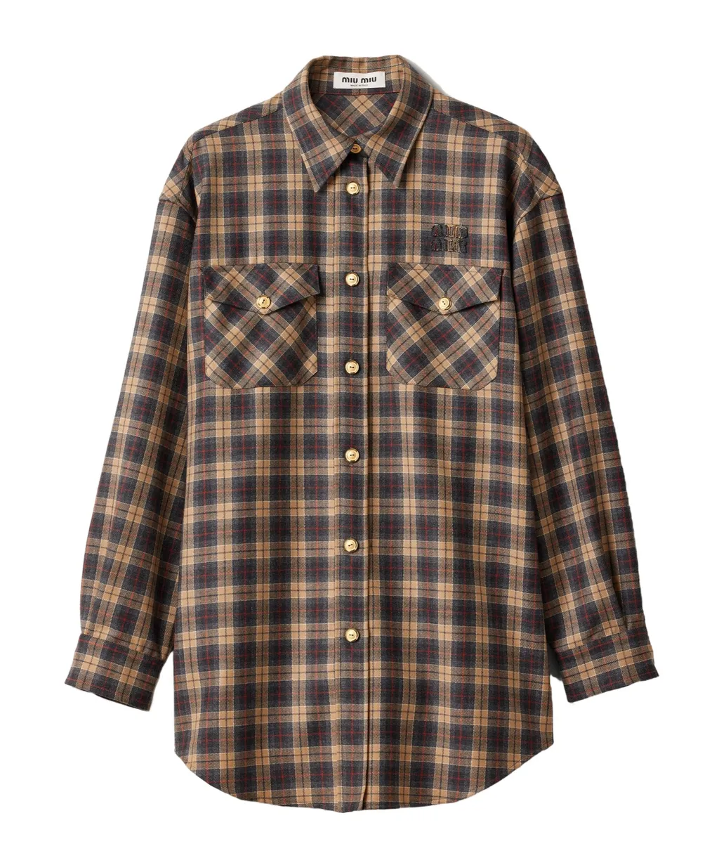 Miu Miu Tartan Button-Up Shirt