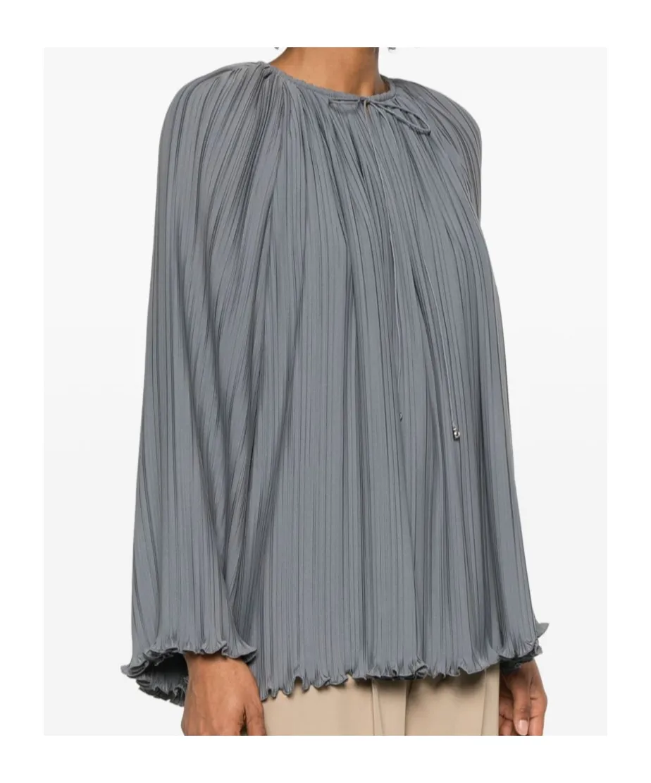 Lanvin V-Neck Pleated Blouse