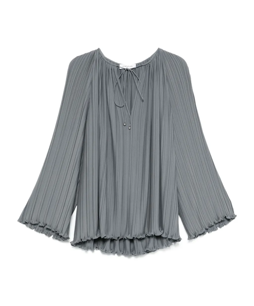 Lanvin V-Neck Pleated Blouse