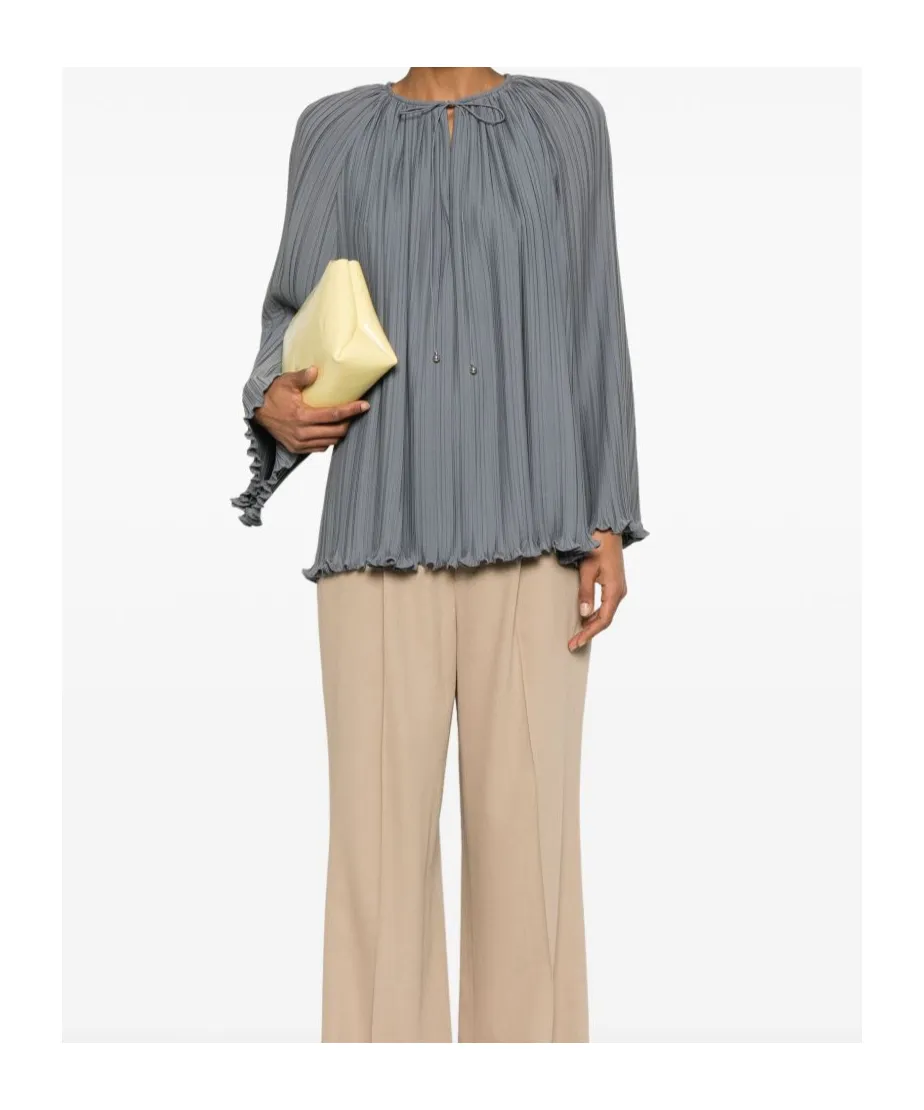 Lanvin V-Neck Pleated Blouse