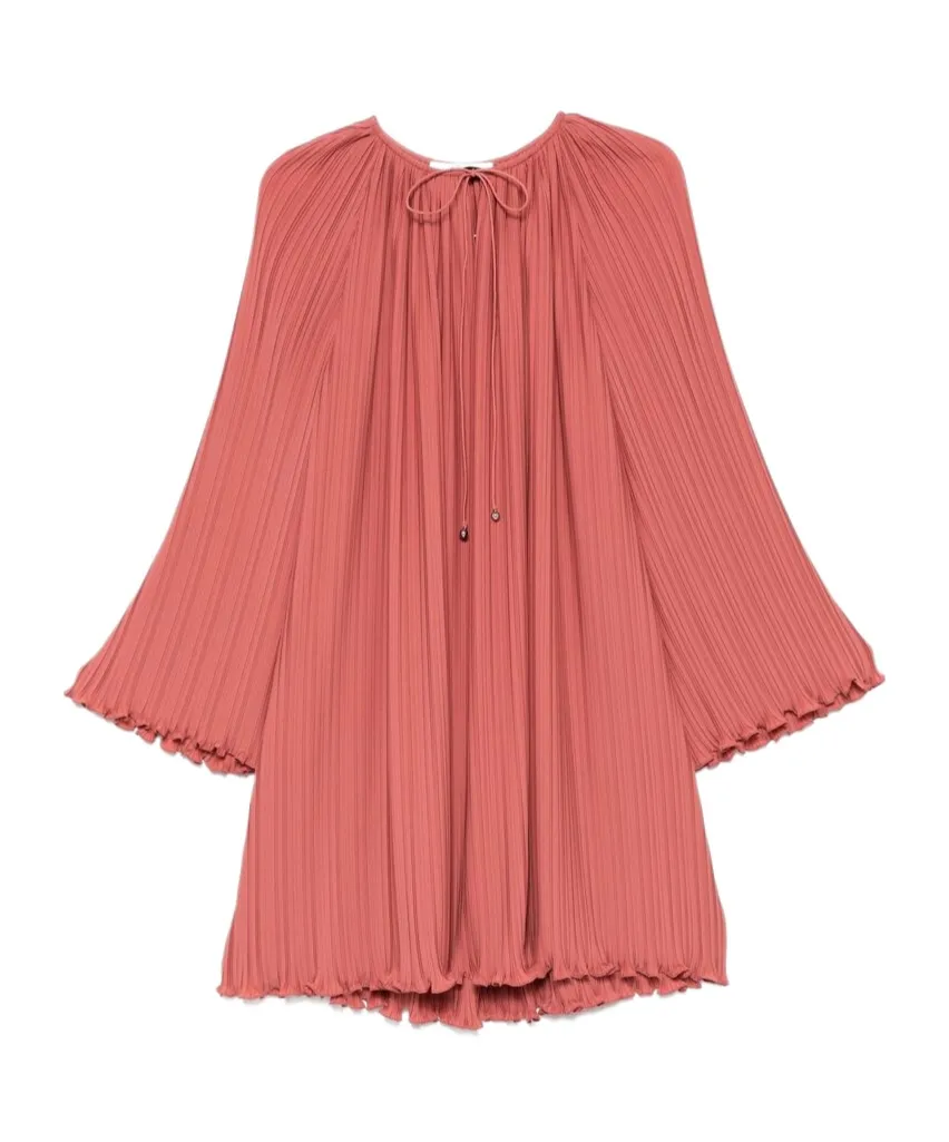 Lanvin Drawstring Neck Ruffled Trim Dress