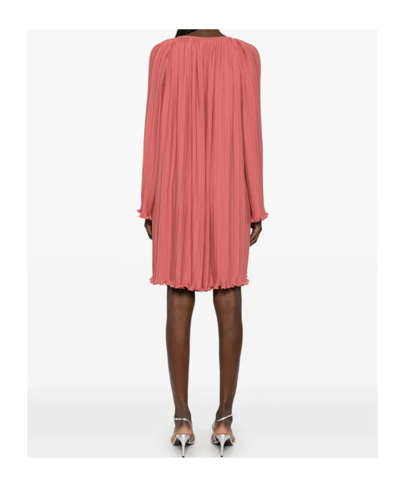 Lanvin Drawstring Neck Ruffled Trim Dress