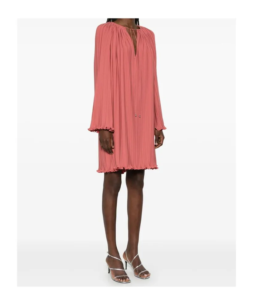 Lanvin Drawstring Neck Ruffled Trim Dress