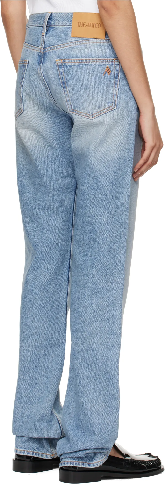The Attico Logo Embroidered Distressed Jeans