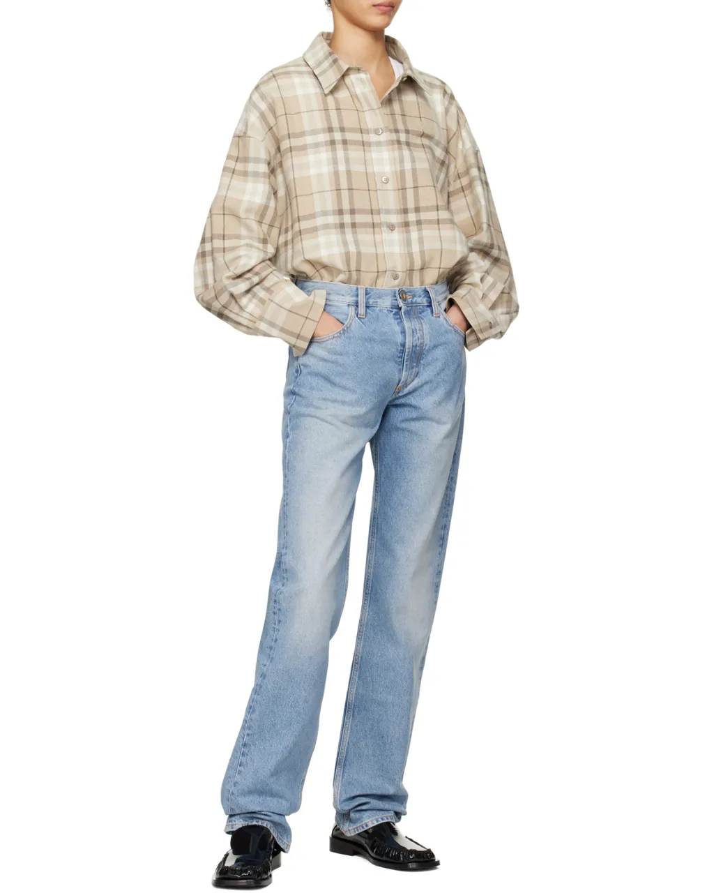 The Attico Logo Embroidered Distressed Jeans