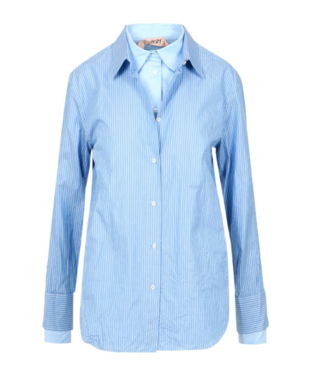 Layered Striped Cotton Shirt