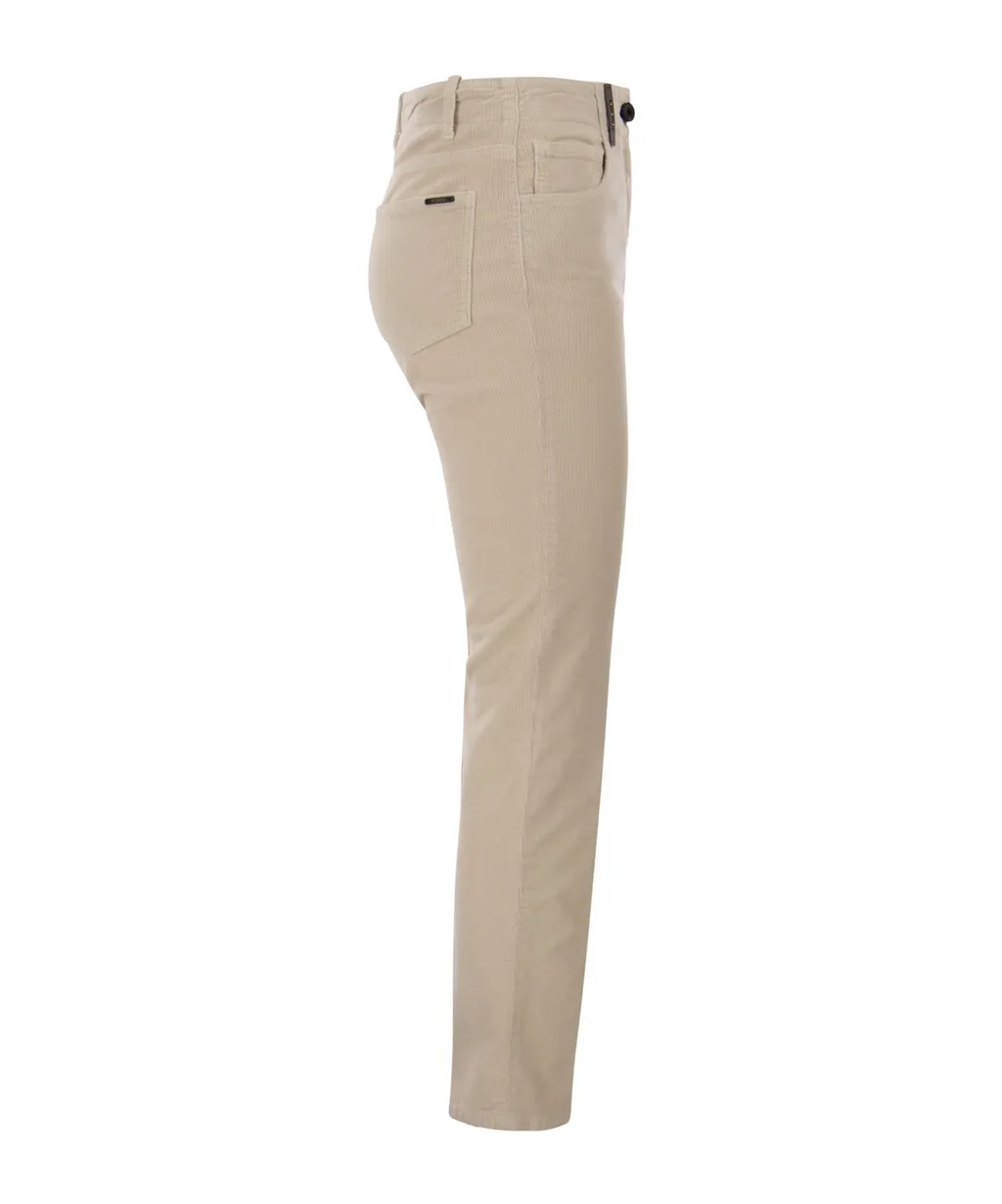 Corduroy Slim-Cut Cotton Trousers