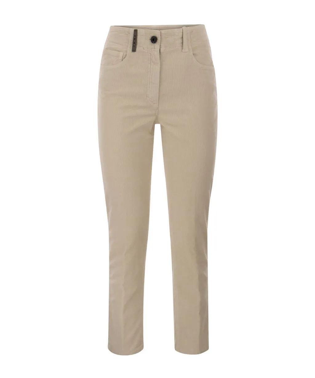 Corduroy Slim-Cut Cotton Trousers