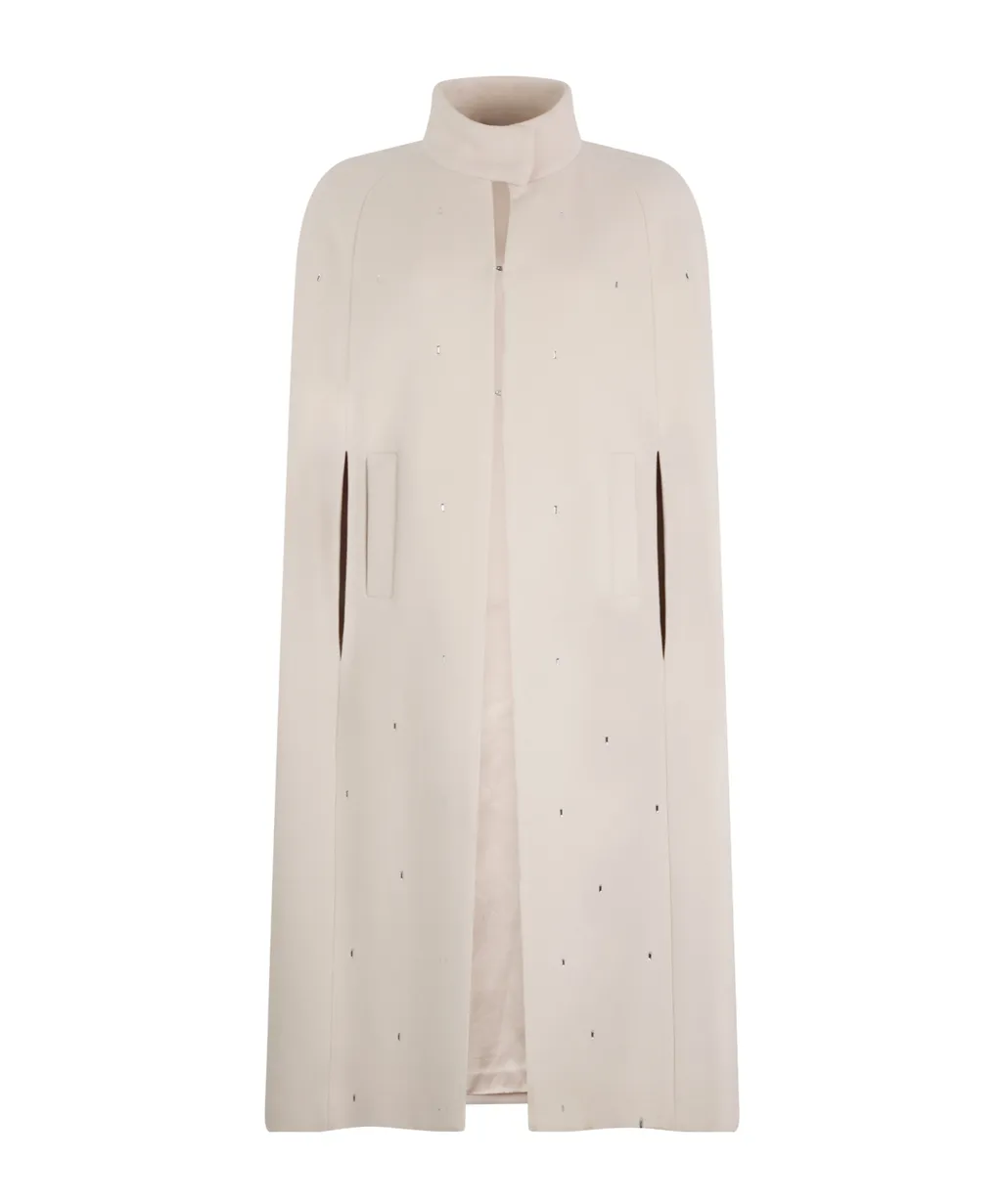 Funnel-Neck Crystal-Embellished Cape