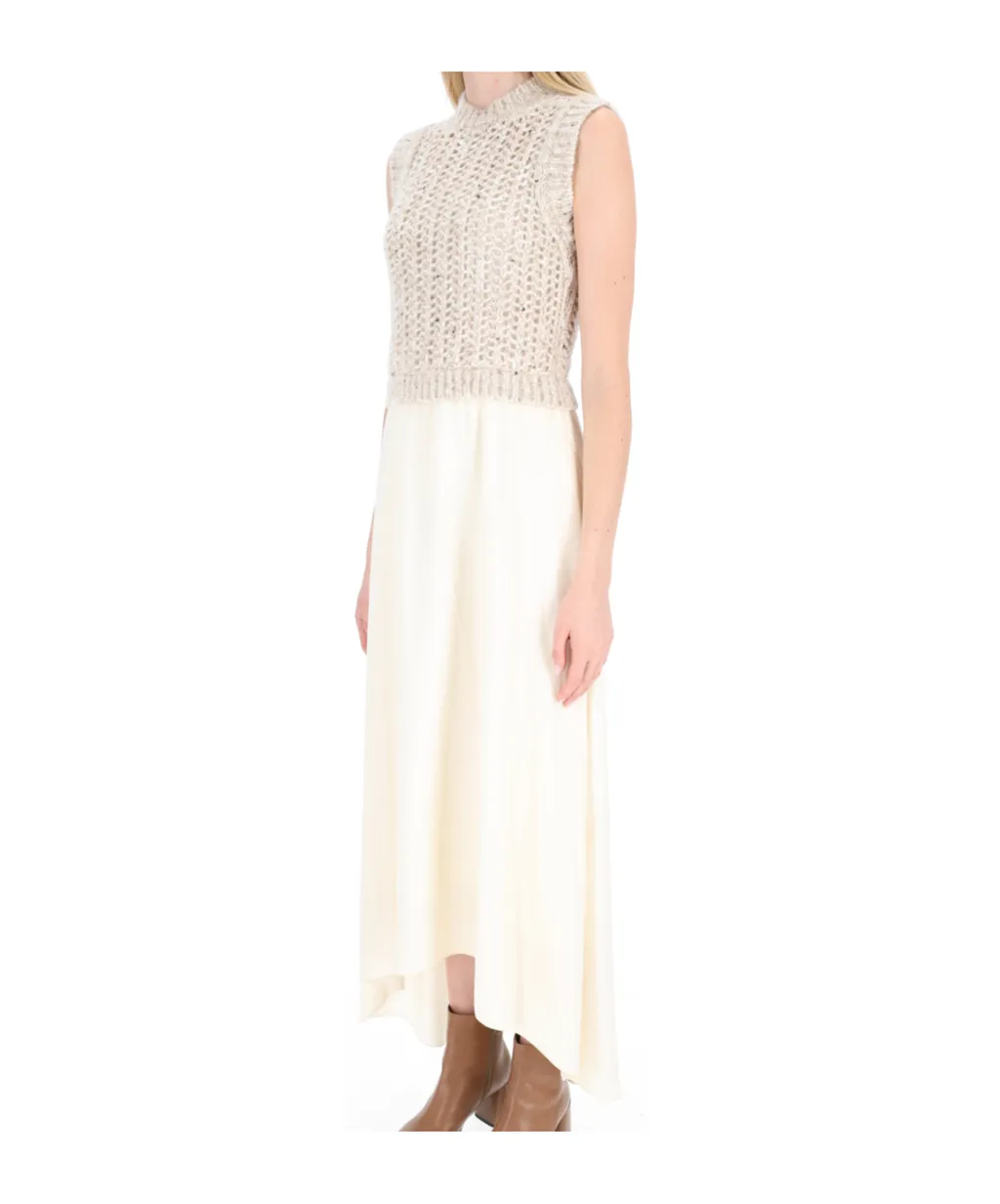 Peserico Layered Chunky-Knitted Long Dress
