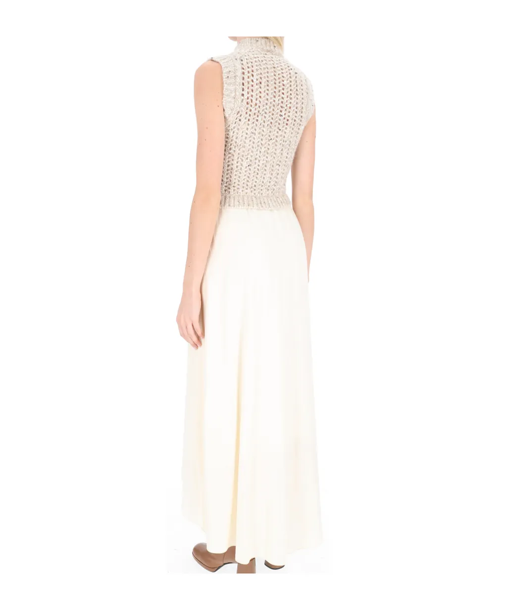 Peserico Layered Chunky-Knitted Long Dress