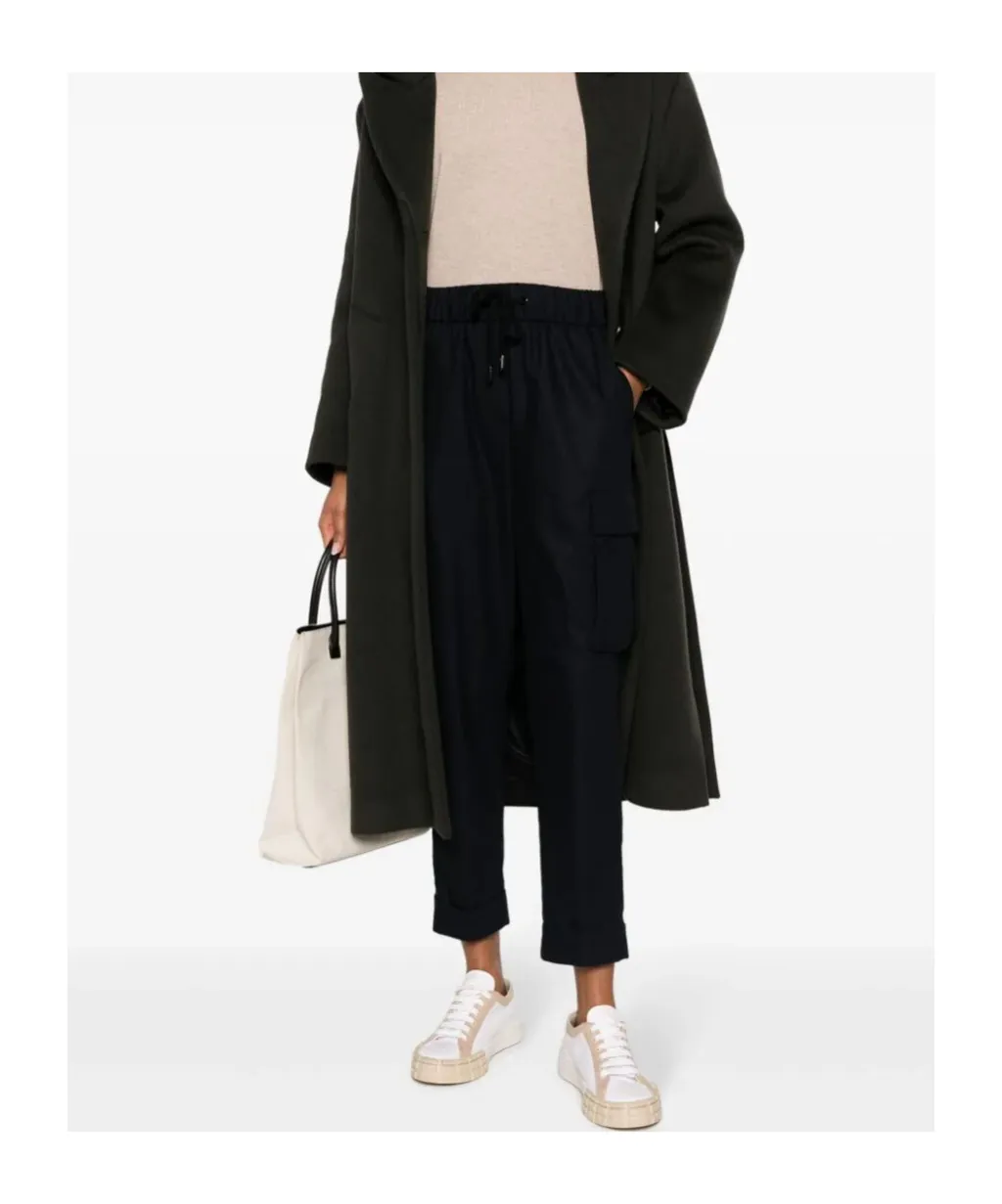 Drawstring-Waistband Cropped Track Pants