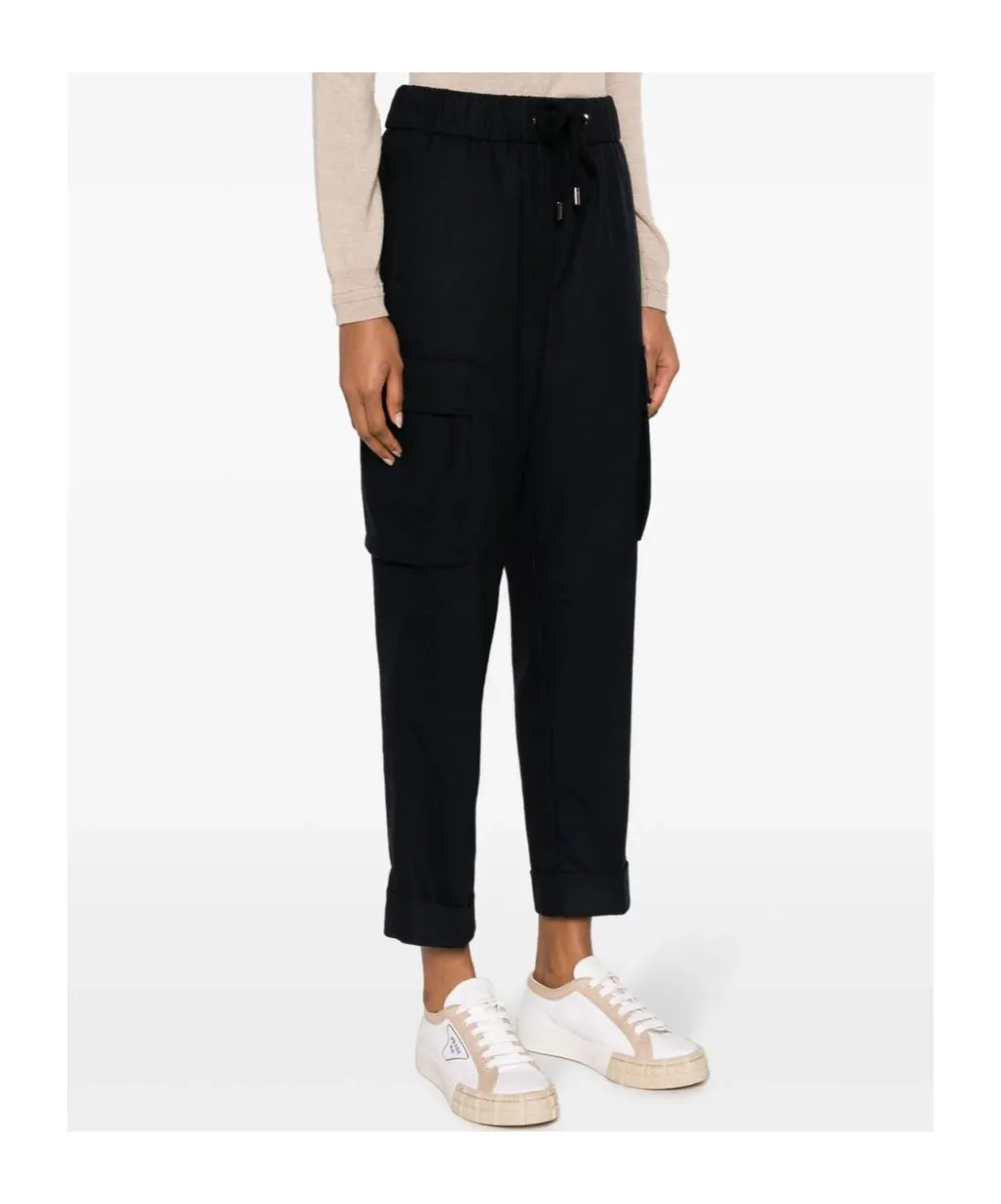 Drawstring-Waistband Cropped Track Pants