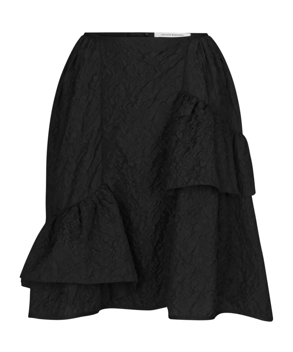 Vanilla Matelassé-Effect Midi Skirt
