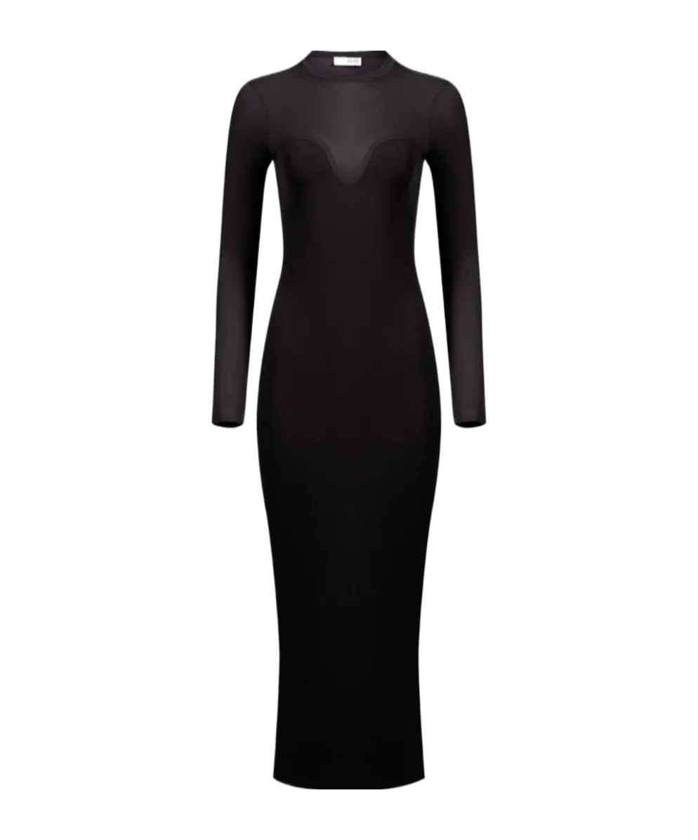 Textured Semi-Sheer Midi Dress