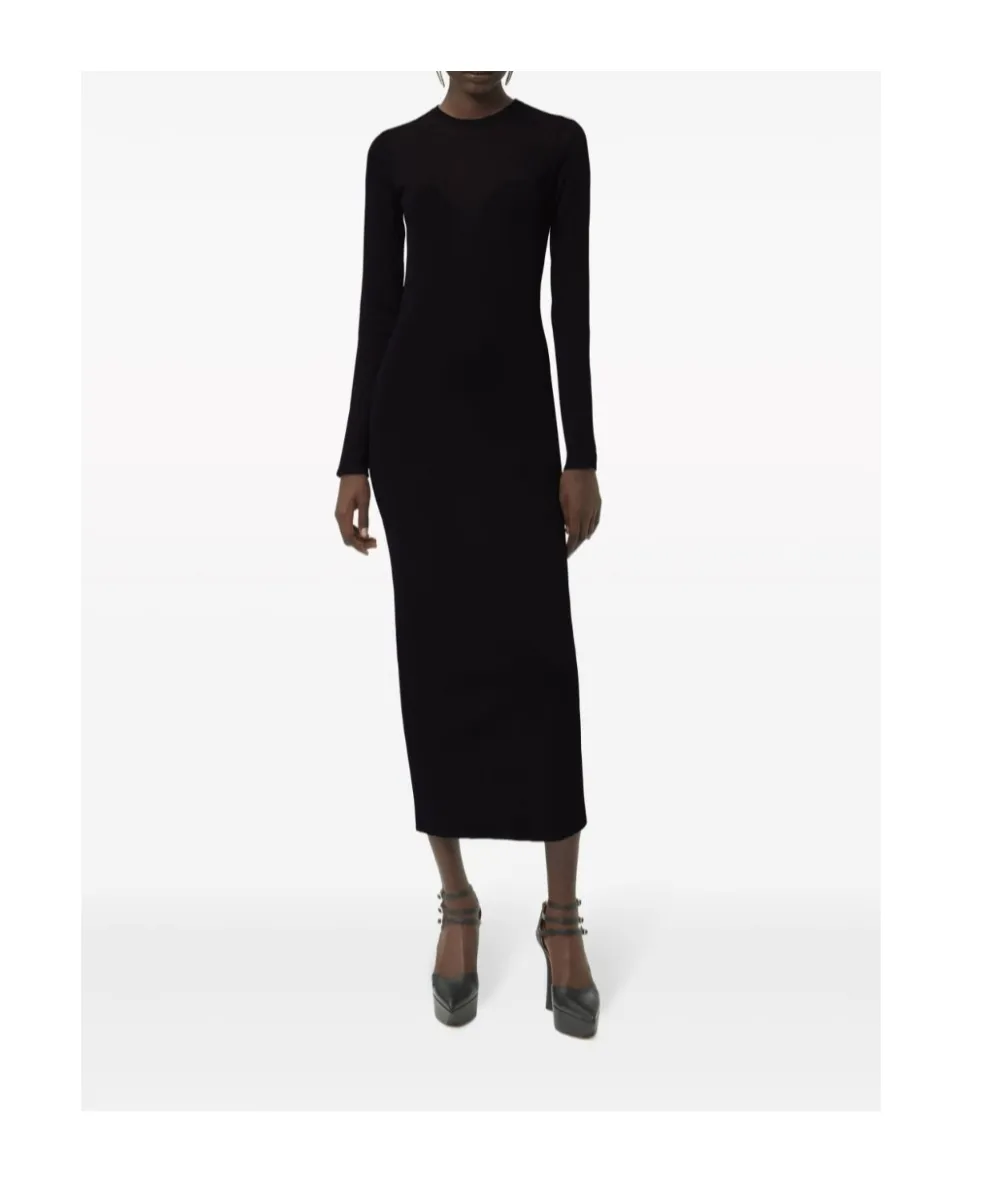 Textured Semi-Sheer Midi Dress