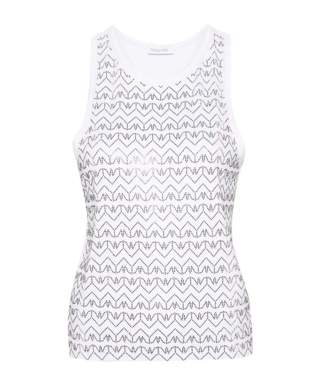 Rhinestone-Embellished Jersey Tank Top