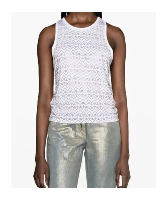Rhinestone-Embellished Jersey Tank Top