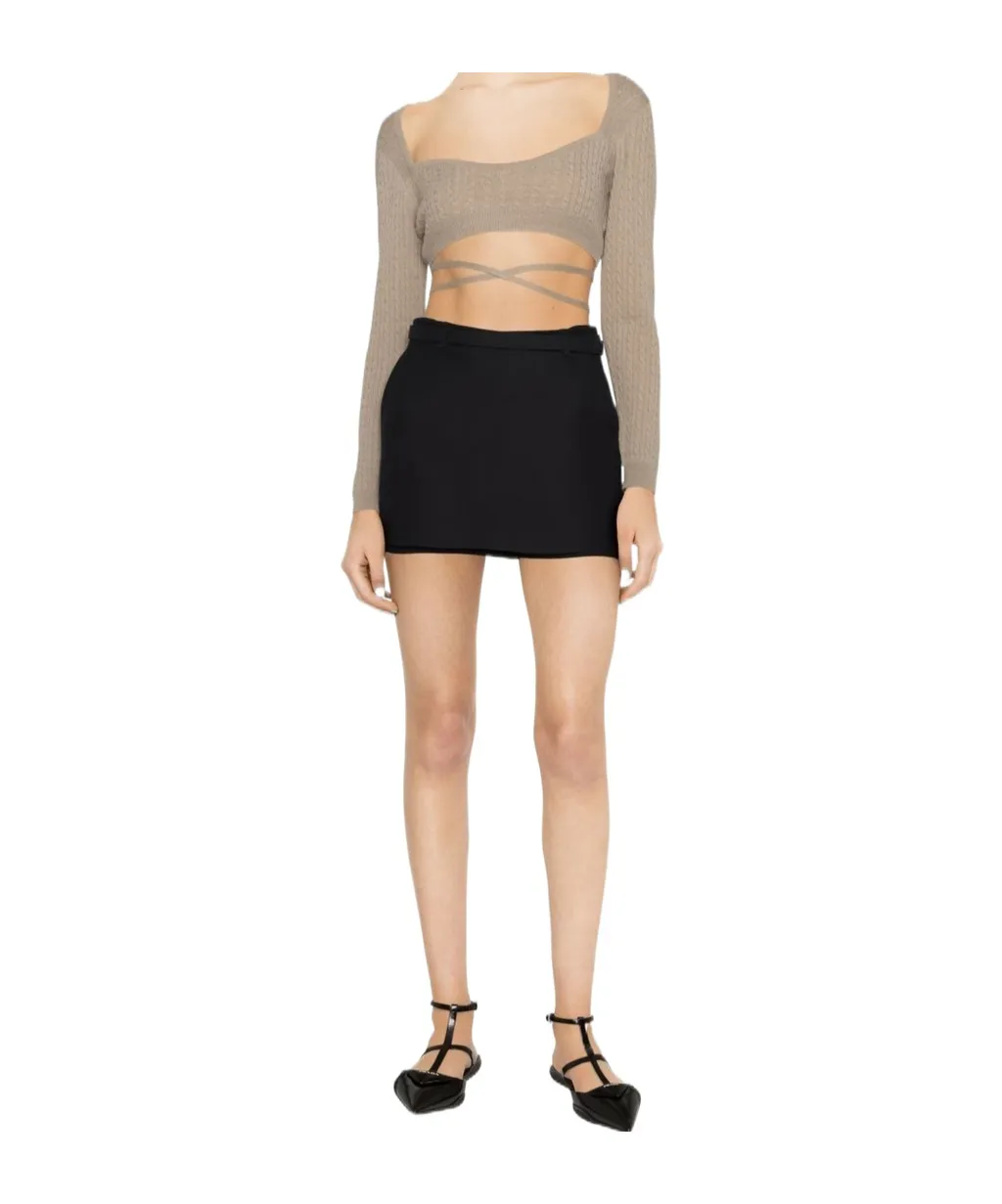 Cropped Tie Cardigan
