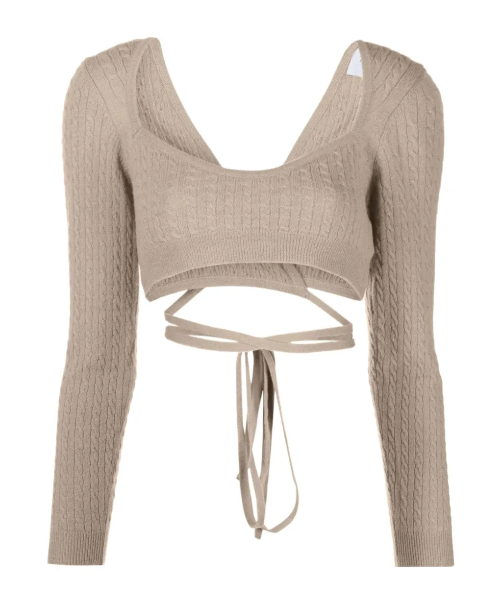 Cropped Tie Cardigan