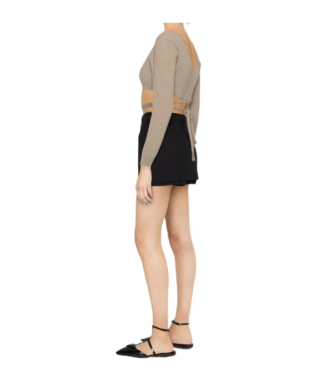 Cropped Tie Cardigan