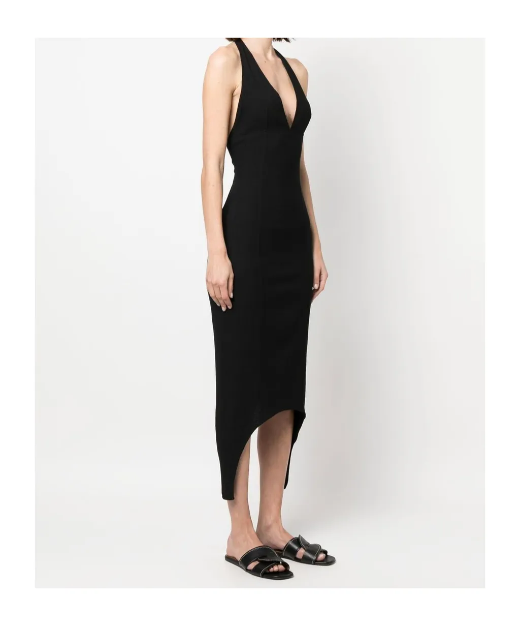 Halter V-Neck Midi Dress