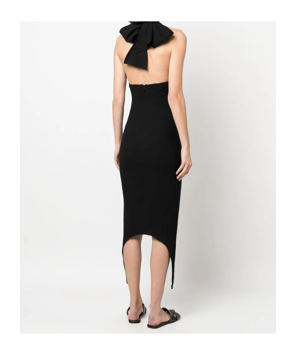 Halter V-Neck Midi Dress