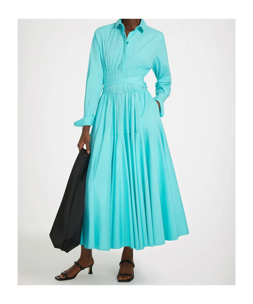 Shirred Cotton Shirtdress