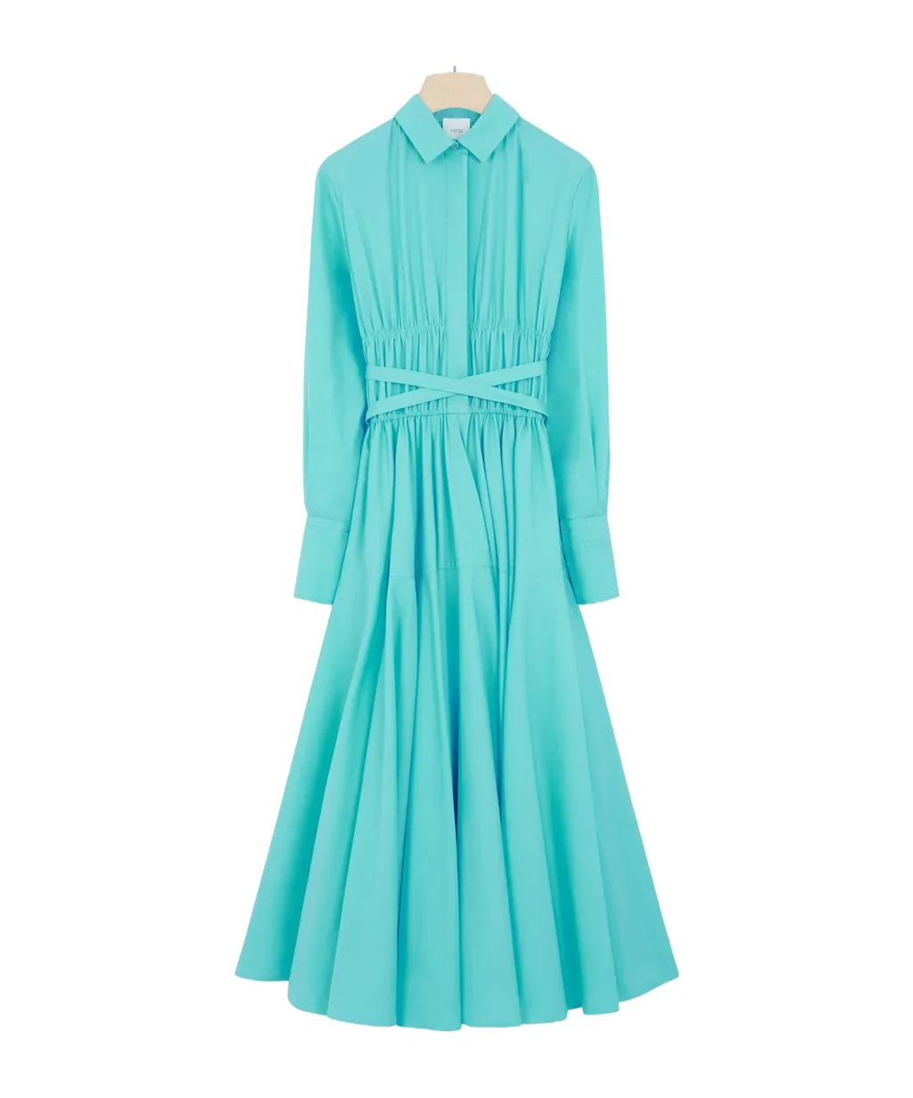 Shirred Cotton Shirtdress