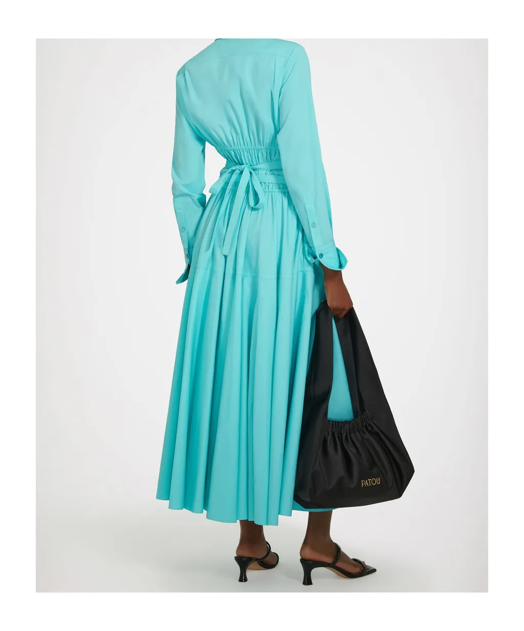 Shirred Cotton Shirtdress